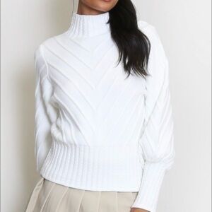 NWT Cream Cable Knit Mock Neck Sweater